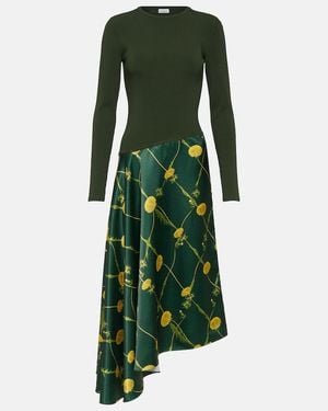 Burberry Printed Jersey And Satin Midi Dress - Green