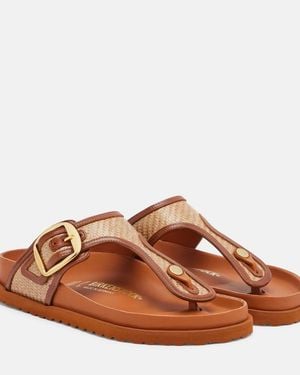 Birkenstock Sandalen Gizeh Mit Leder - Braun