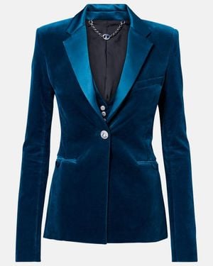 Rabanne Cotton-Blend Velvet And Satin Blazer - Blue
