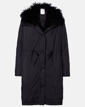 Yves Salomon Hooded Shearling-Trimmed Down Coat - Black