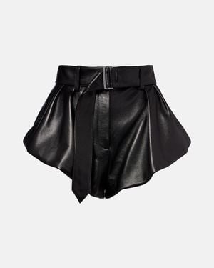 Magda Butrym Belted High-Rise Leather Micro Shorts - Black