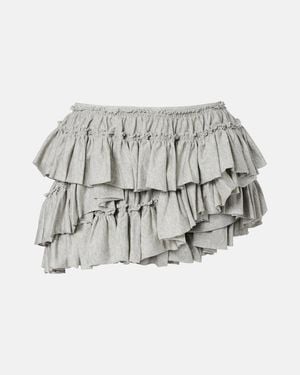 Dries Van Noten Ruffled Asymmetric Cotton Miniskirt - Metallic