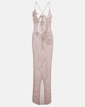 Bananhot Hilsa Open-Knit Lame Maxi Dress - Pink