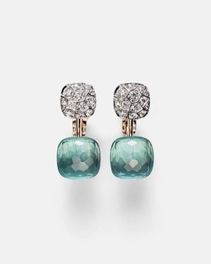 Pomellato Pendientes Nudo De Oro Rosa Y Blanco De 18 Ct Con Topacios Y Diamantes
