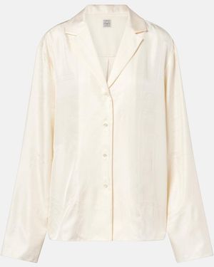 TOTEME Camisa De Pijama De Saten De Seda Bordada - Neutro