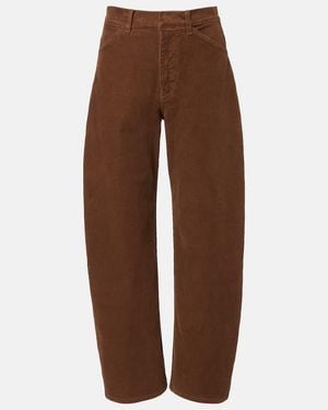 Nili Lotan Tribeca Cotton-Blend Corduroy Barrel-Leg Trousers - Brown