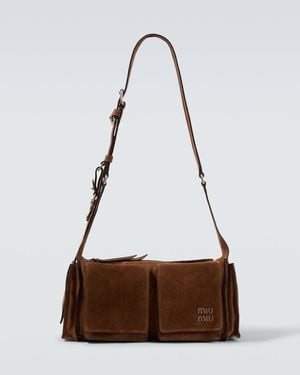 Miu Miu Utilitaire Suede Shoulder Bag - Brown
