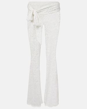 Bananhot Vecna Sheer Lace Flared Trousers - White
