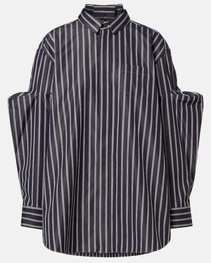 Sacai Striped Oversized Cotton-Blend Shirt - Blue