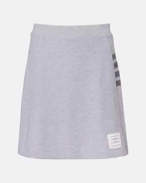 Thom Browne 4-Bar Cotton Miniskirt - White
