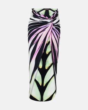 Roberto Cavalli Gathered Printed Midi Skirt - White