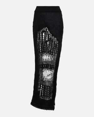 Rick Owens Distressed Mohair-Blend Maxi Skirt - Black