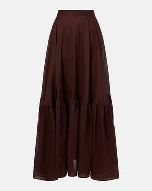 Plan C Cotton Organza Maxi Skirt - Brown