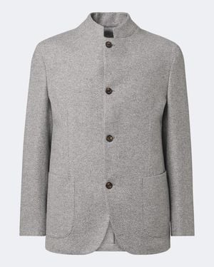 Eleventy Herringbone Cashmere And Silk Blazer - Grey