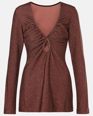 Johanna Ortiz Lame Cutout Top - Red