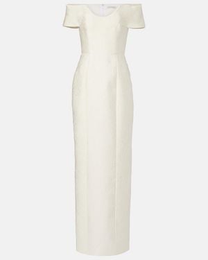 Emilia Wickstead Aislinn Floral Pencil Cloque Gown - White