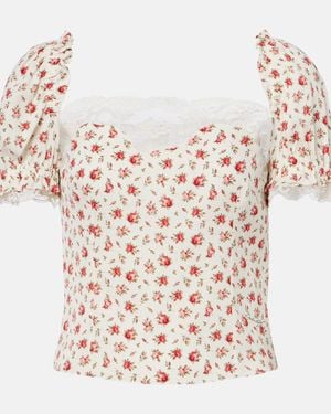 Dolce & Gabbana Floral Silk And Cotton-Blend Charmeuse Top - Pink