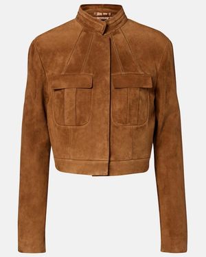 Tom Ford Cropped-Jacke Aus Veloursleder - Braun