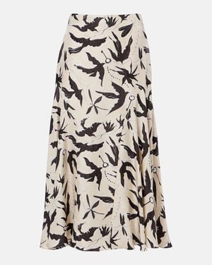 Altuzarra Elton Printed Silk Midi Skirt - White