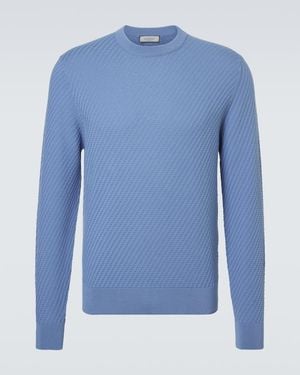 Canali Pullover Aus Baumwolle Und Seide - Blau