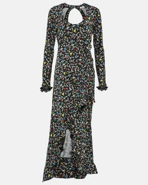 Rabanne Printed Wrap Midi Dress - Black