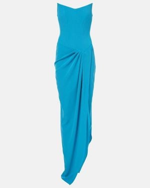 Alex Perry Draped Crepe Corset Gown - Blue