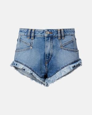 Isabel Marant Eneidala High-Rise Denim Shorts - Blue