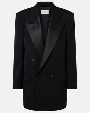 Saint Laurent Double-Breasted Oversized Wool Blazer - Black