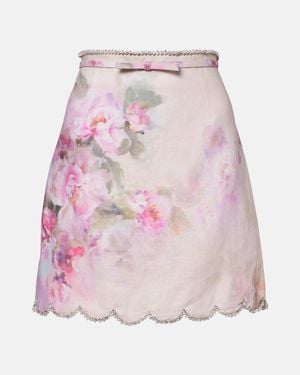 Zimmermann Crush Linen Mini Skirt - Pink