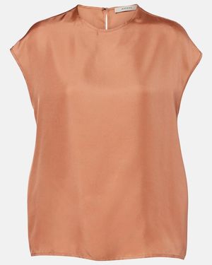 Asceno Dasha Silk Twill Top - Natural