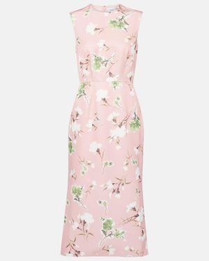 Erdem Floral Cotton-Blend Faille Midi Dress - Pink