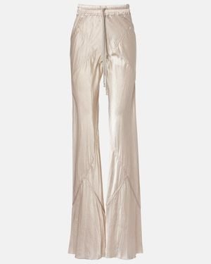 Rick Owens Satin Flared Trousers - Natural
