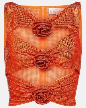 GIUSEPPE DI MORABITO Embellished Cutout Crop Top - Orange