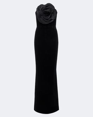 Rebecca Vallance Lois Floral-Applique Strapless Gown - Black