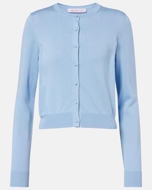 Carolina Herrera Cropped-Cardigan Aus Seide Und Baumwolle - Blau