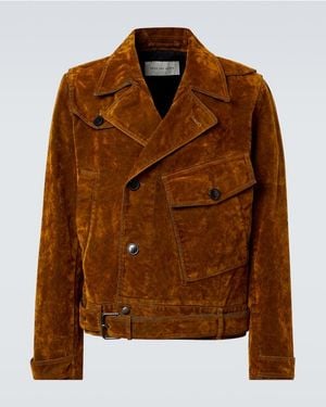 Dries Van Noten Vassel Belted Cotton Biker Jacket - Brown