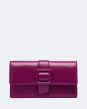 Manolo Blahnik Maycap Leather Clutch - Purple
