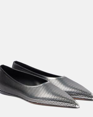 Alaïa Degrade Fishnet Leather Ballet Flats - Grey