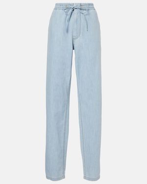 Bottega Veneta High-Rise Wide-Leg Cotton Denim Jeans - Blue