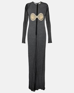 Magda Butrym Crochet-Trimmed Jersey Maxi Dress - Black