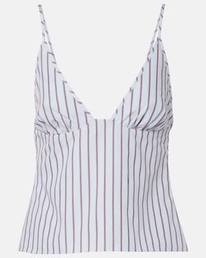 SIR. Lista Pinstripe Cotton-Blend Top - Blue