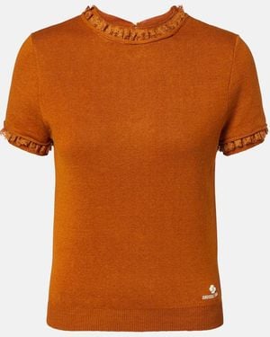 ShuShu/Tong Lace-Trimmed Linen Top - Orange