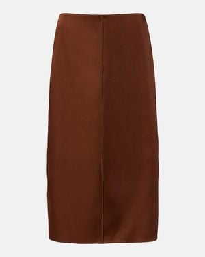 Dorothee Schumacher Shiny Statement High-Rise Duchesse Pencil Skirt - Brown