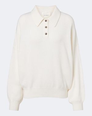 Lisa Yang Etta Cashmere Polo Sweater - White