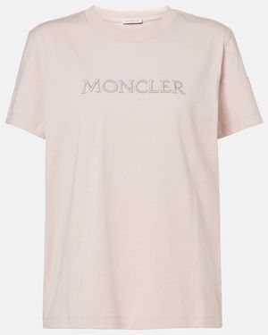 Moncler Logo Cotton Jersey T-Shirt - Pink