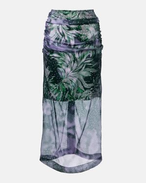 Dries Van Noten Printed Silk-Blend Midi Skirt - Grey