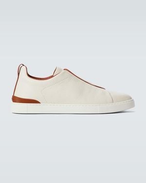 ZEGNA Deerskin Triple Stitchtm Trainers - White