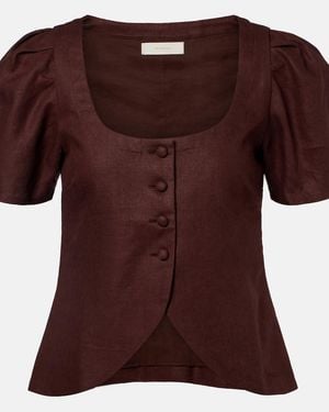 Faithfull the Brand Emma Linen Top - Brown
