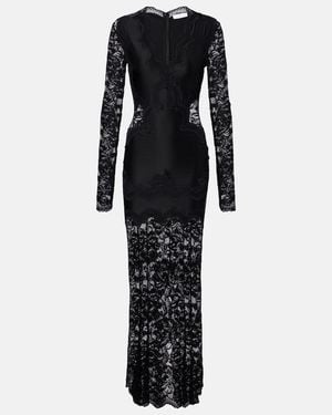 Rabanne Lace-Trimmed Jersey Maxi Dress - Black