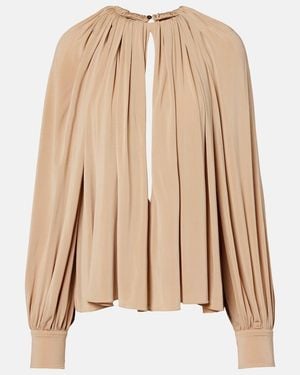 Ferragamo Cutout Draped Blouse - Natural